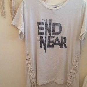Graphic lace up tee